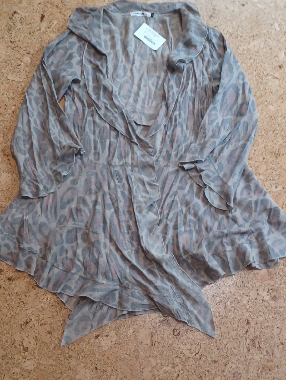 Origami Women's Leopard Print Short Kimono Size L/XL NWT